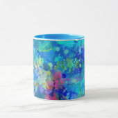 Blauw Teal Paars Aquarel Abstractie Mok (Midden)