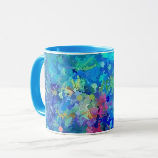 Blauw Teal Paars Aquarel Abstractie Mok (Voorkant links)