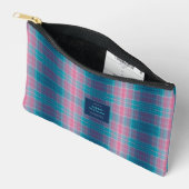 Blauw Teal Roze Tartan Gepersonaliseerd Etui (Open)