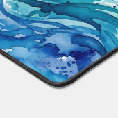 Blauw Teal Waterverf Zee Patroon Bureaumat (Hoek)