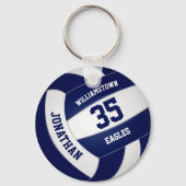 Blauw Team Kleuren Jongens Meisjes Volleybal Sleutelhanger (Voorkant)