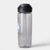 Blauw team kleuren volleybal met atleet naam waterfles (Achterkant)