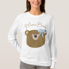 Blauw Teddy Barly Wacht Mama Beer Boy Baby shower T-shirt