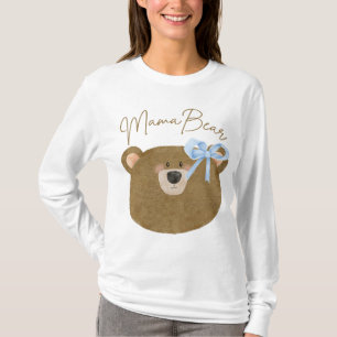 Blauw Teddy Barly Wacht Mama Beer Boy Baby shower T-shirt