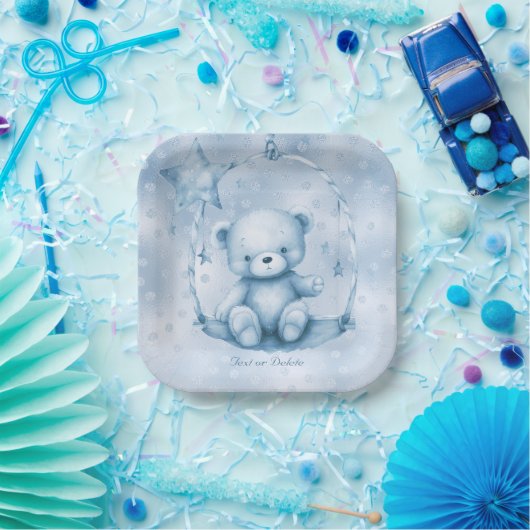 Blauw Teddy Bear Papier Bord (Feest)