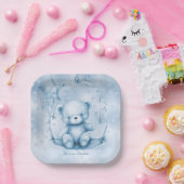 Blauw Teddy Bear Papier Bord (Feest)
