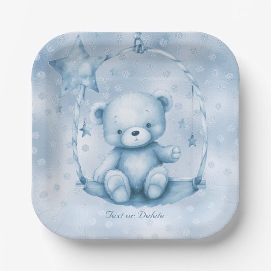 Blauw Teddy Bear Papier Bord (Voorkant)