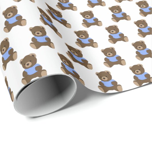 Blauw Teddy Bears Wrapping Paper Cadeaupapier (Rol Hoek)