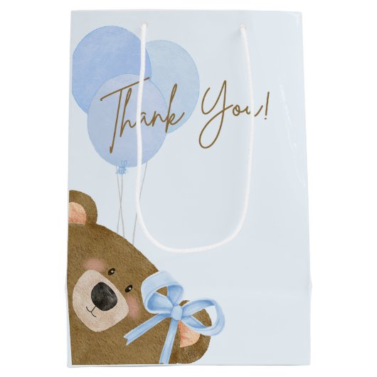 Blauw Teddy We kunnen Barly Wachten Jongen Baby sh Medium Cadeauzakje (Achterkant)