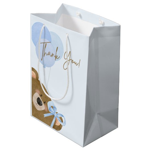 Blauw Teddy We kunnen Barly Wachten Jongen Baby sh Medium Cadeauzakje (Achterkant Gekanteld)