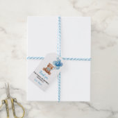 Blauw Teddybeer 1e Verjaardag Dank u Label Cadeaulabel (Met Touw)