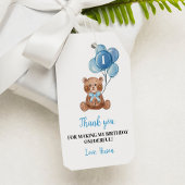 Blauw Teddybeer 1e Verjaardag Dank u Label Cadeaulabel