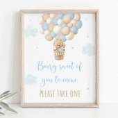 Blauw Teddybeer ballon Baby shower voorkeursteken Poster