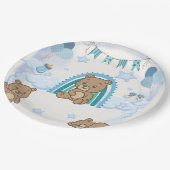 Blauw Tederbeer Baby Shower Bord (Gekanteld)
