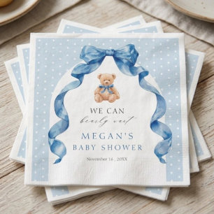 Blauw Tedere Beer Jongen Baby Shower Welkomstbord Servet