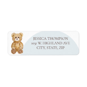 Blauw Tedere Beer Jongens Baby Shower Retouradres Etiket