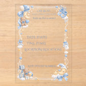 Blauw Tedi Beer Baby Shower Uitnodiging (Voorkant)