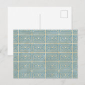 blauw teel Grieks Meander Patroon Briefkaart (Voorkant / Achterkant)