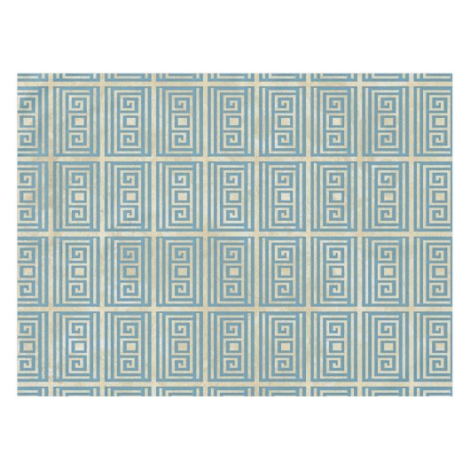  blauw teel Grieks Meander Patroon Tafelkleed (Voorkant (Horizontaal))