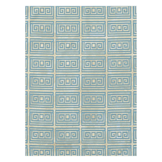 blauw teel Grieks Meander Patroon Tafelkleed (Voorkant)