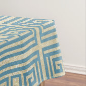  blauw teel Grieks Meander Patroon Tafelkleed (Voorbeeld)