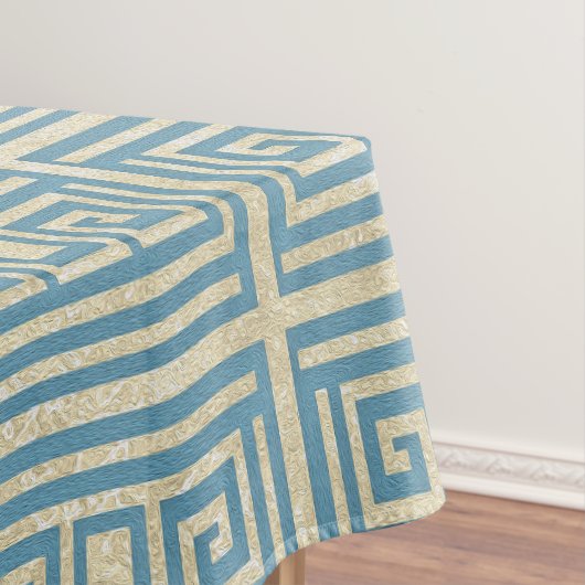  blauw teel Grieks Meander Patroon Tafelkleed (Voorbeeld)