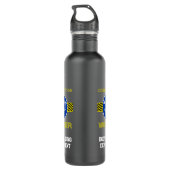 Blauw Teken Bouwvakker Vrouw Bodybuilder Waterfles (Achterkant)