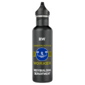 Blauw Teken Bouwvakker Vrouw Bodybuilder Waterfles (Rechts)