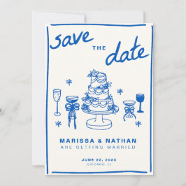 Blauw Tekenen Samen Trouwen Met Foto Save The Date