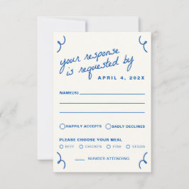 Blauw Tekenen Samen Trouwen RSVP Kaartje