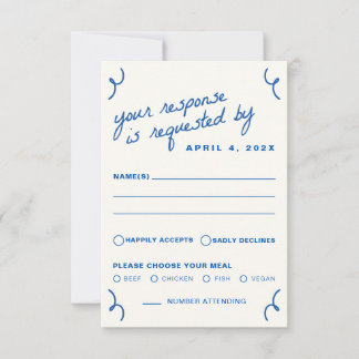 Blauw Tekenen Samen Trouwen RSVP Kaartje