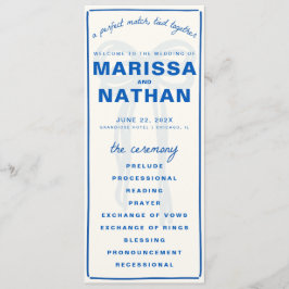 Blauw Tekeningen Samen Boog Trouwprogramma Programmakaart