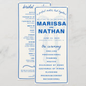 Blauw Tekeningen Samen Boog Trouwprogramma Programmakaart (Voorkant / Achterkant)