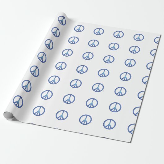 Blauw tekenpapier voor vredeshandtekeningen cadeaupapier (Uitgerold)