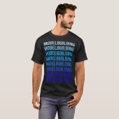 Blauw Tekst Model Bouwen T-shirt (Voorkant volledig)