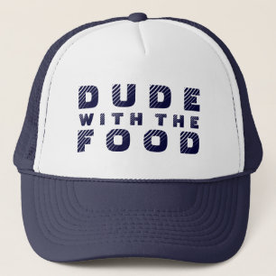 Blauw Tekst Ontwerp Kerel Met Het Eten Trucker Pet
