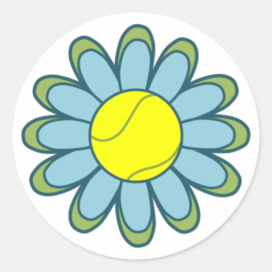 Blauw Tennis Meisje Ronde Sticker (Voorkant)