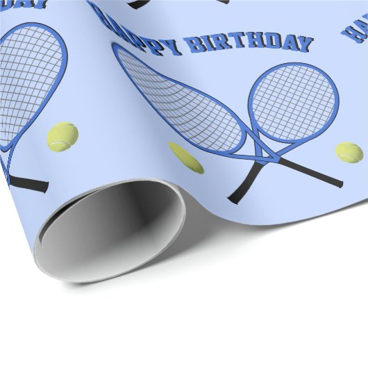 Blauw tennis thema aangepaste tekst elke gelegenhe cadeaupapier (Rol Hoek)