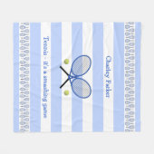 Blauw tenniscitaat gepersonaliseerde gestreept fleece deken (Voorkant (Horizontaal))