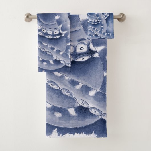 Blauw tentakelzwart-wit bad handdoek (Insitu)
