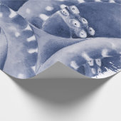 Blauw tentakelzwart-wit cadeaupapier (Hoek)