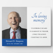 Blauw ter nagedachtenis gedicht met foto fotoplaat (Voorkant)