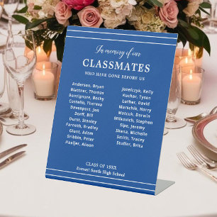 Blauw ter nagedachtenis van klasgenoten Names Clas Reclamebord Met Voetstuk