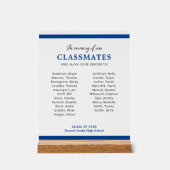 Blauw ter nagedachtenis van onze klasgenoten reüni acryl bord (Voorkant)