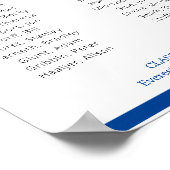 Blauw ter nagedachtenis van onze klasgenoten reüni poster (Hoek)