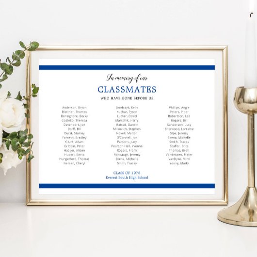 Blauw ter nagedachtenis van onze klasgenoten schoo poster