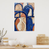 Blauw Terracotta Boog Abstract Poster (Keuken)