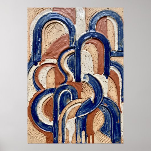 Blauw Terracotta Boog Patroon Poster (Voorkant)