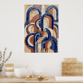 Blauw Terracotta Boog Patroon Poster (Keuken)