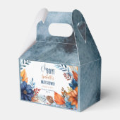 Blauw | Terracotta Oh Boy Herfst Floral Baby showe Bedankdoosjes (Voorkant Zijde)